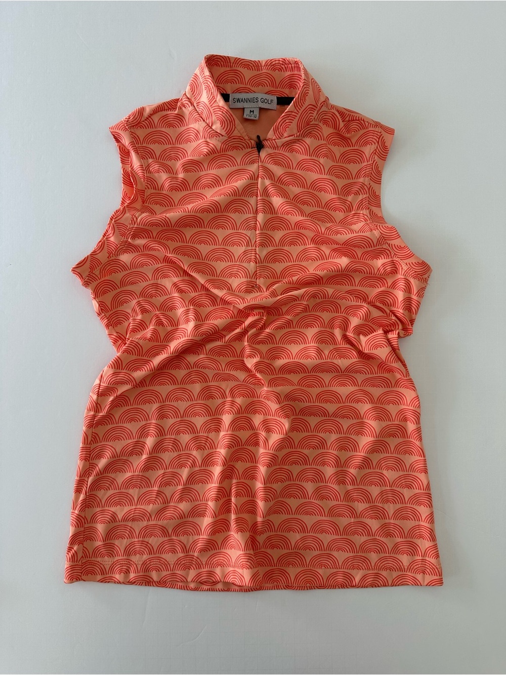 Swannies Golf Girls Sleeveless Orange Half Zip Tank Top - YM (10-12) Summer Top